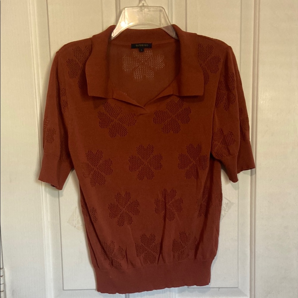 Rust Short Sleeve Knit Top